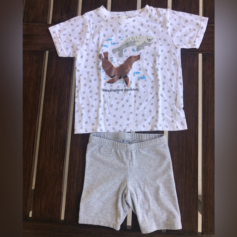 Rabbit Skins White Kids Tee with Gray Dots and See Animals Graphic